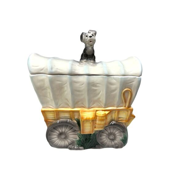 Vintage American Retro Collectible Cookie Jar Chuck Wagon w/ Dog Country Western - Picture 1 of 10